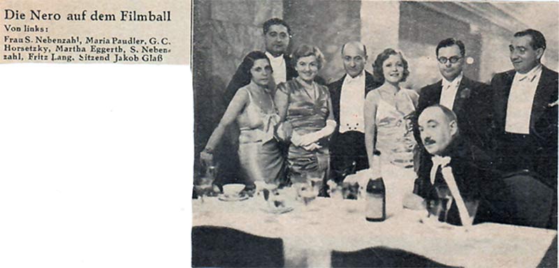 historic press clipping showing Marta Eggerth with Nero Films at the FilmBall 1932